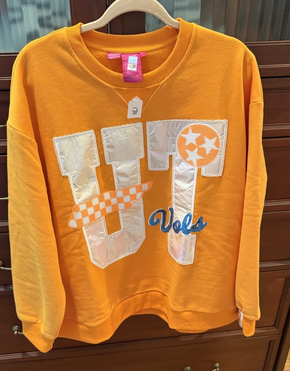 Queen Of Sparkles UT Vols Irradescent And Sequin Embellished Sweatshirt Large 