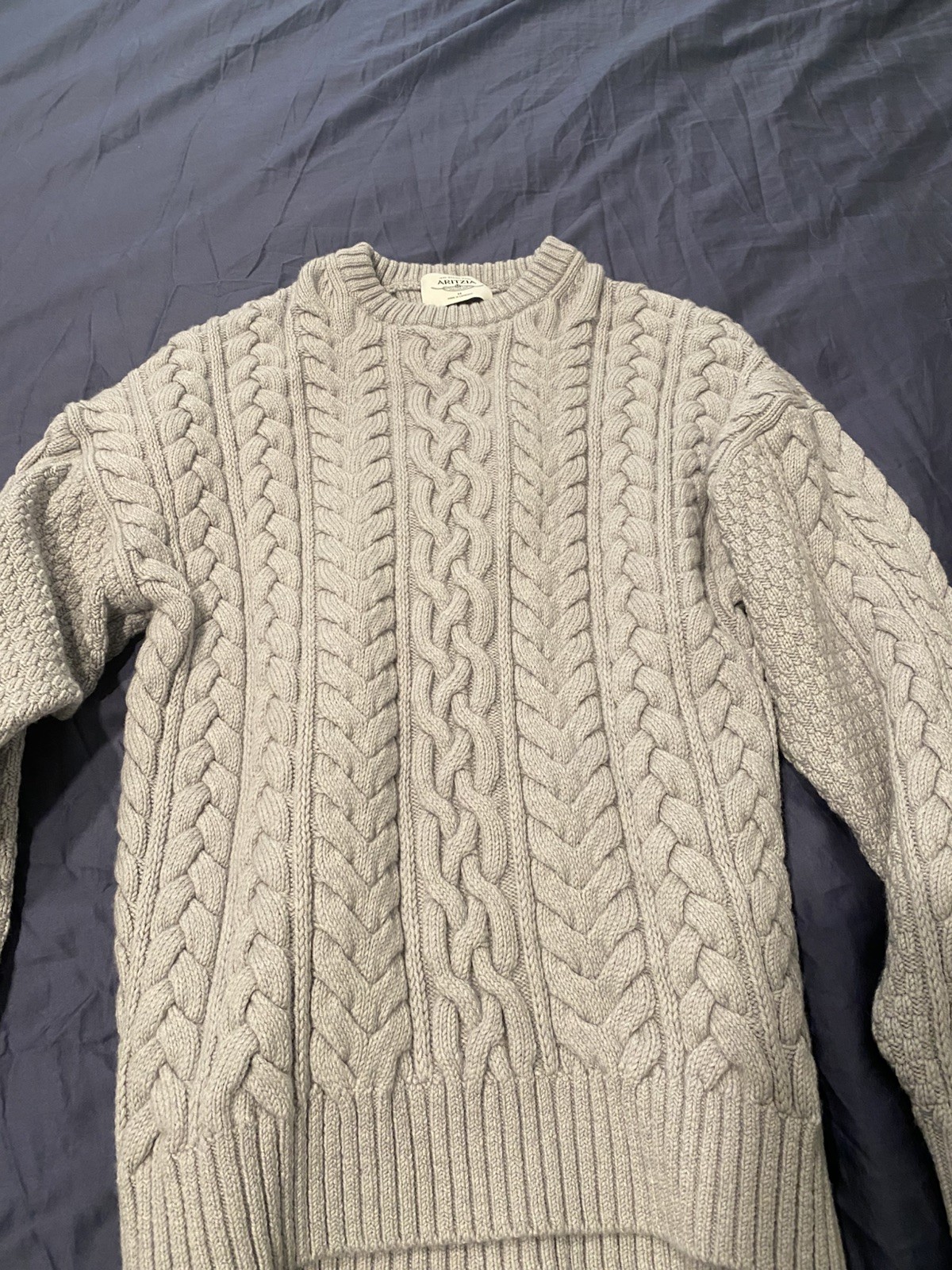 NWOT Aritzia Heritage Knit Merino Wool Crew Sweater In Heather Chrome Size M