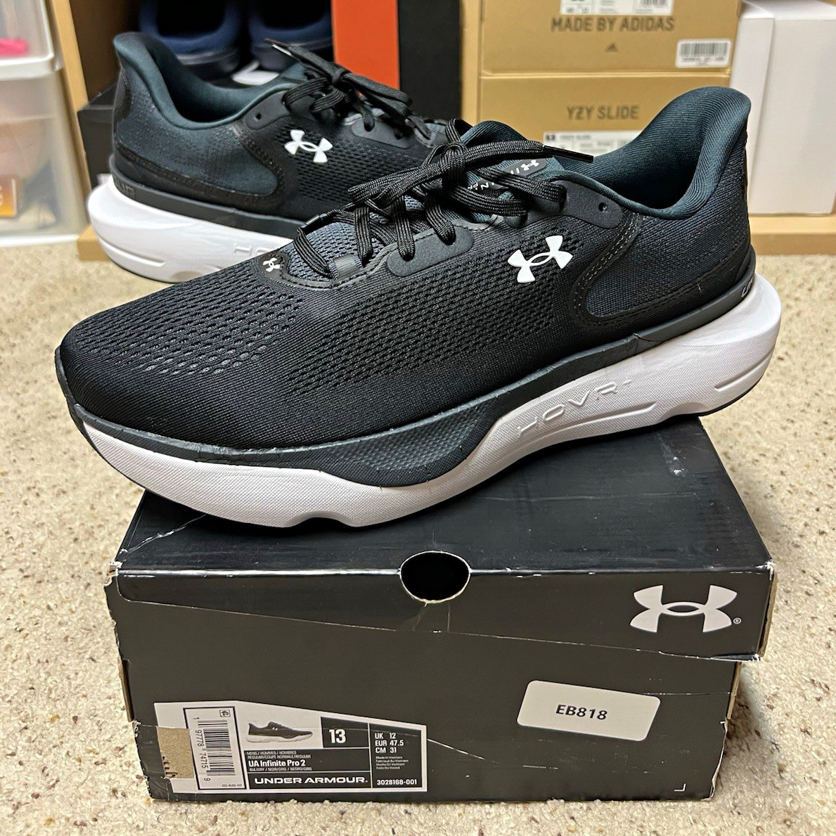 Under Armour Infinite Pro 2 Men’s Running Shoes Black/White US 13 3028168-001