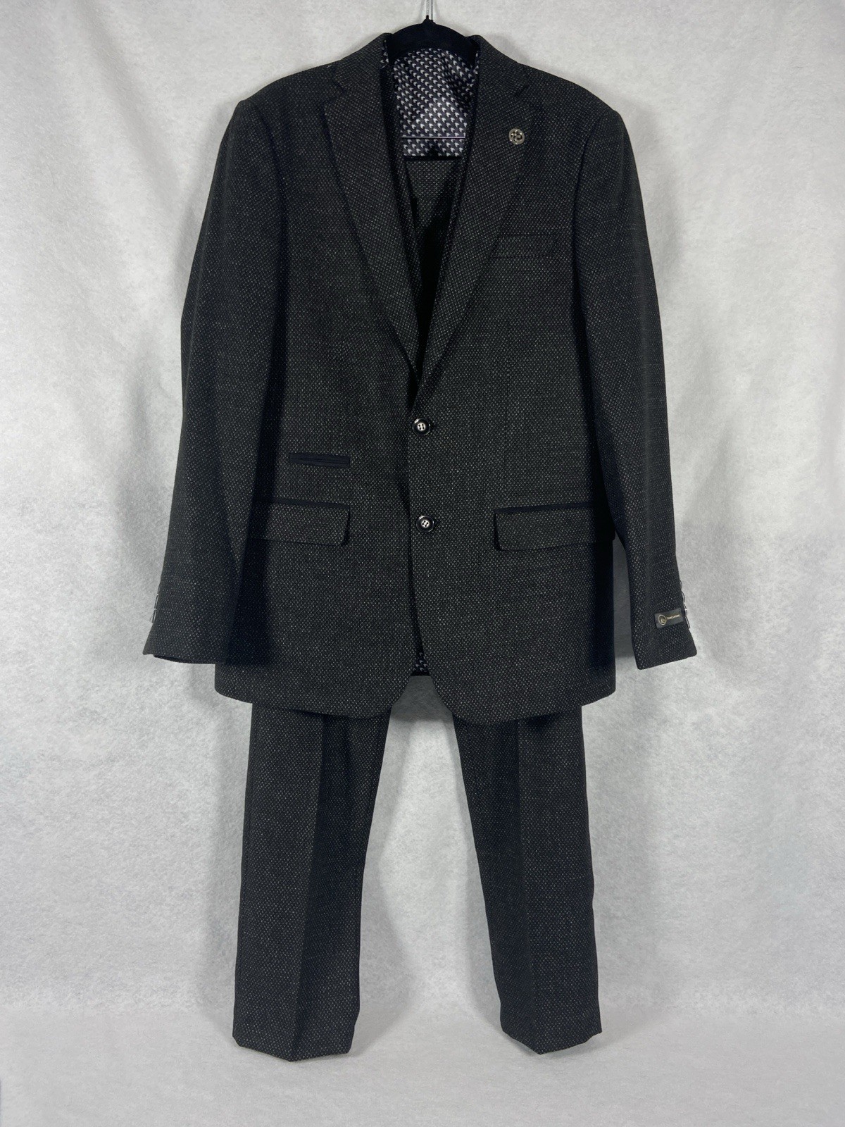 Truclothing 3PC Pant Suit Mens 38R Black Wool Blend Formal Old Money NWOT