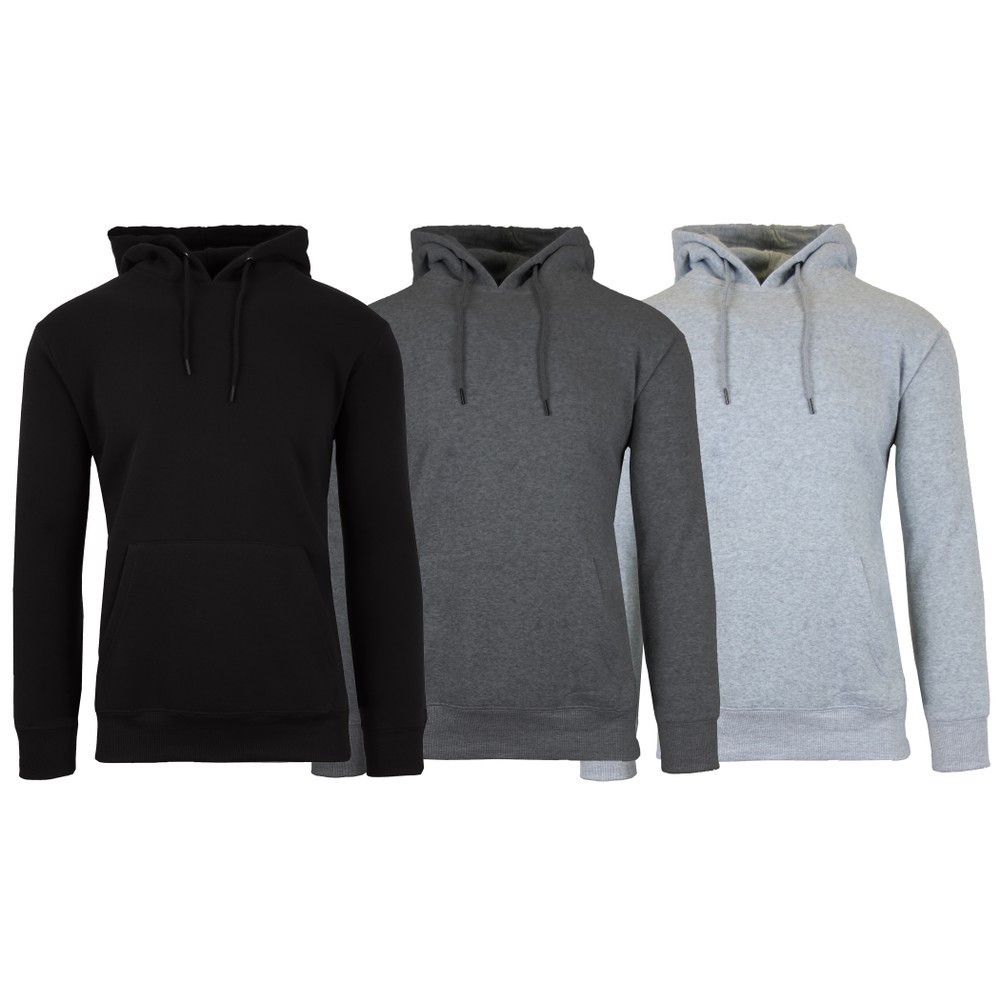 3-Pack Men's Heavyweight Fleece Lined Pullover Hoodie Sweatshirt (Sizes S-XXL)