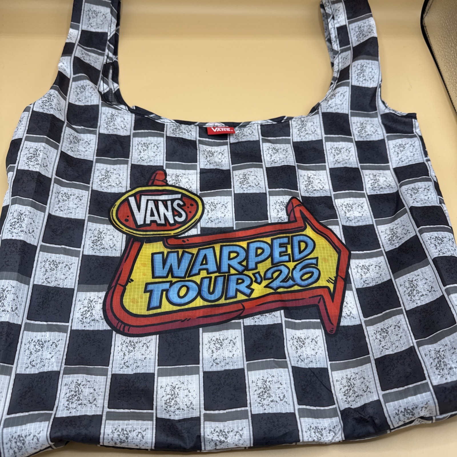 Vans Warped Tour 2026 Reusable Tote Bag Checkerboard - black & white
