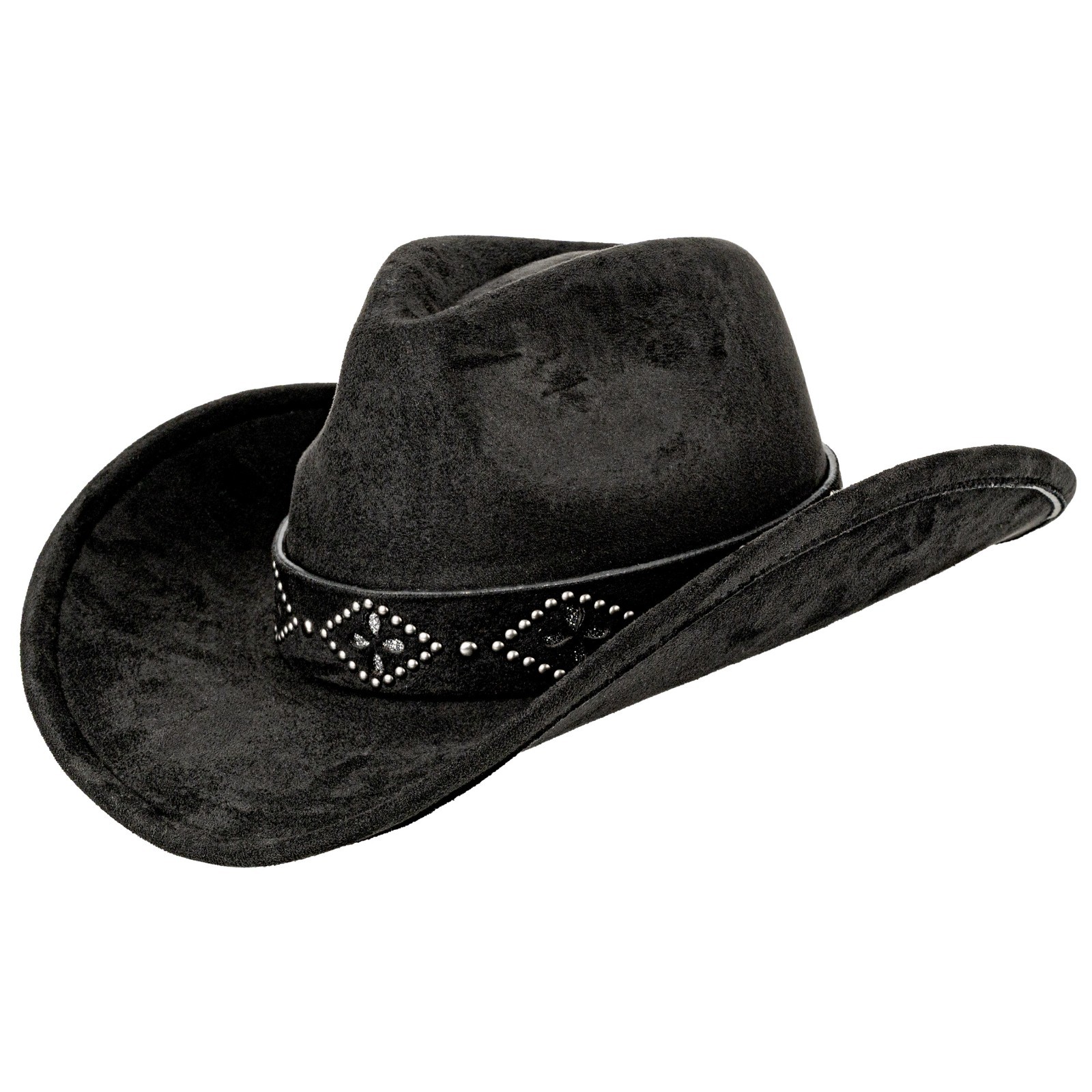 C.C Women's Cowgirl Cowboy Western Studded Pattern Band Vegan Felt Cowboy Hat