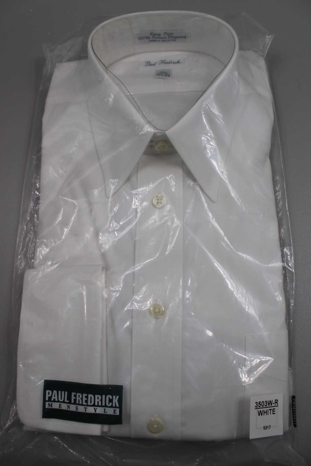Paul Fredrick Dress Shirt 15.5x34  100% Cotton Pinpoint New in Orig Pkg Fr. cuff