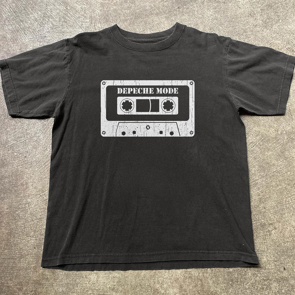 Depeche Mode Vintage Cassette Synth Pop Band Black Graphic T-Shirt