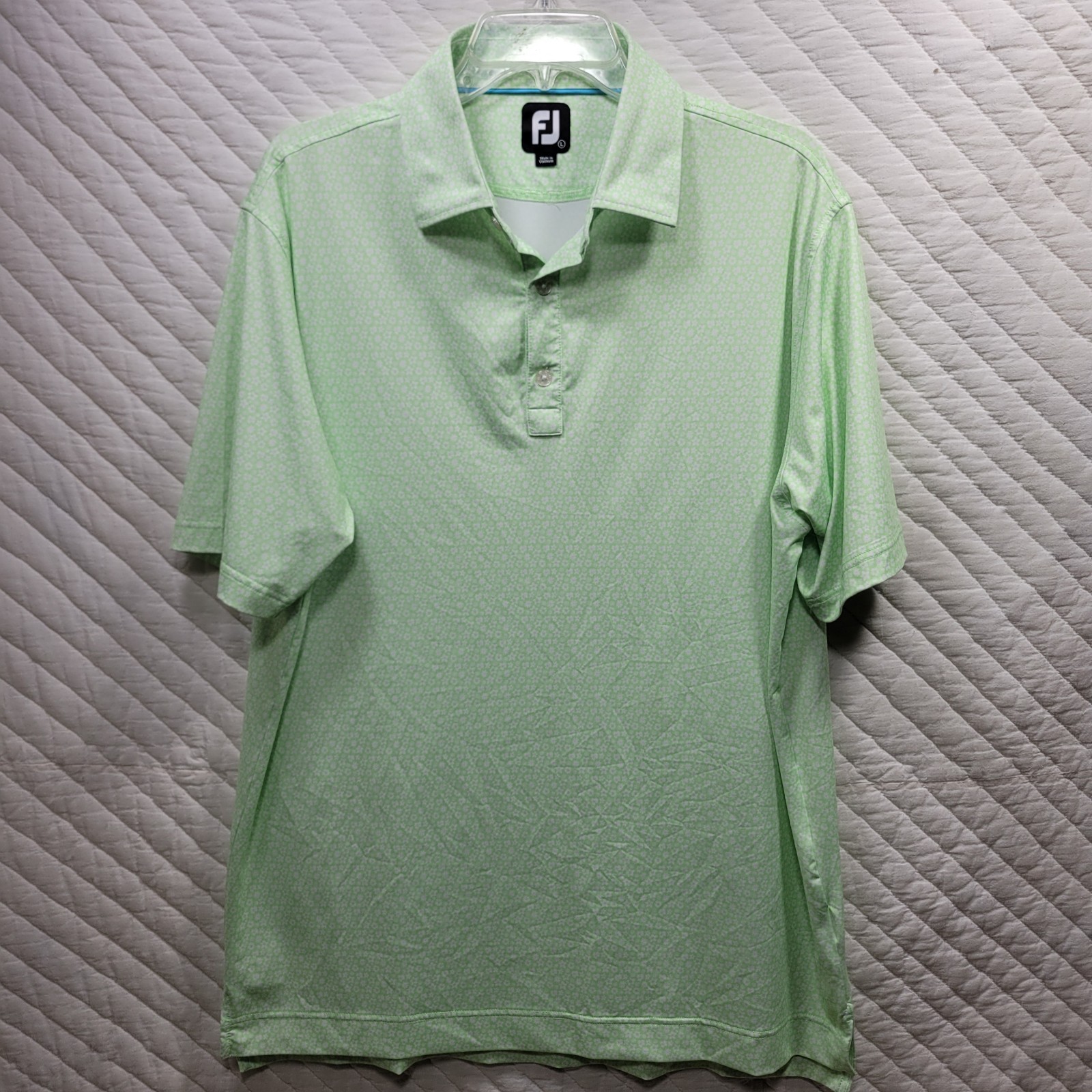 FootJoy FJ Polo Men’s Large Green Floral Geometric  Golf
