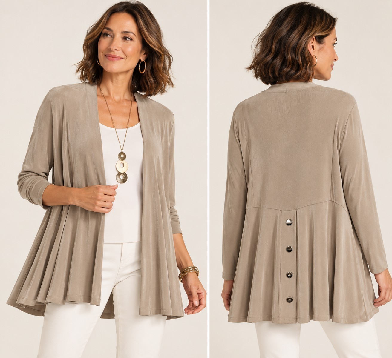 NEW Chico\'s Travelers Drape Jacket with Back Hardware Sonora Sand Size 3 (XL)