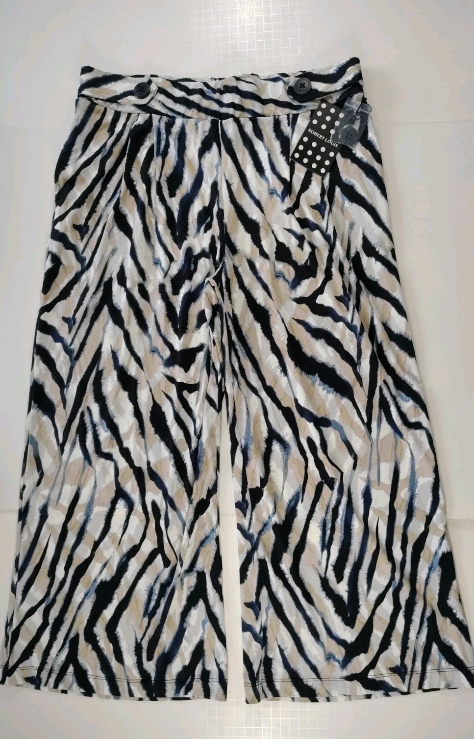 ROBERT LOUIS-NWT-Women\'s Multicolor Print Wide Leg Cropped Pants-Size L