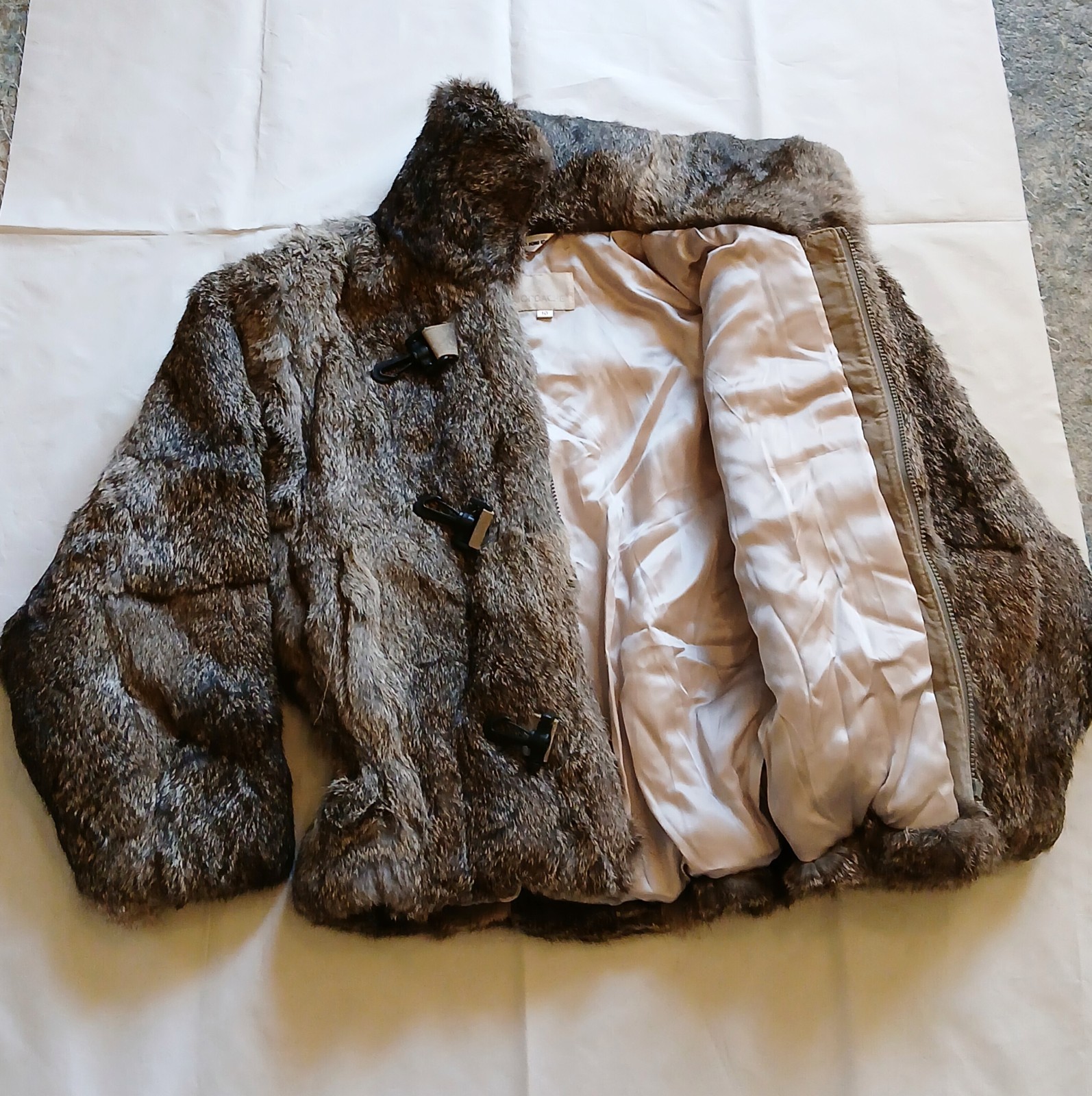 Vintage JORDACHE Authentic Dyed Rabbit Fur Toggle Duffle Jacket(US Women S) 45oz
