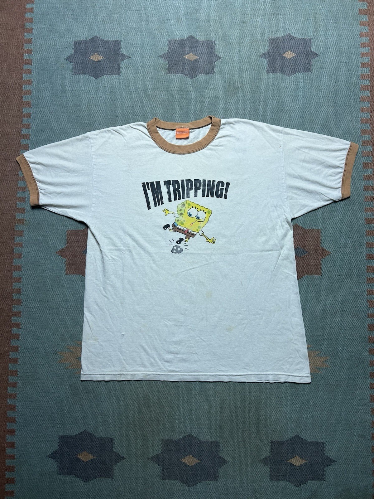 Vintage graphic t shirt SpongeBob ringer I’m tripping 2003 Nickelodeon rave XL