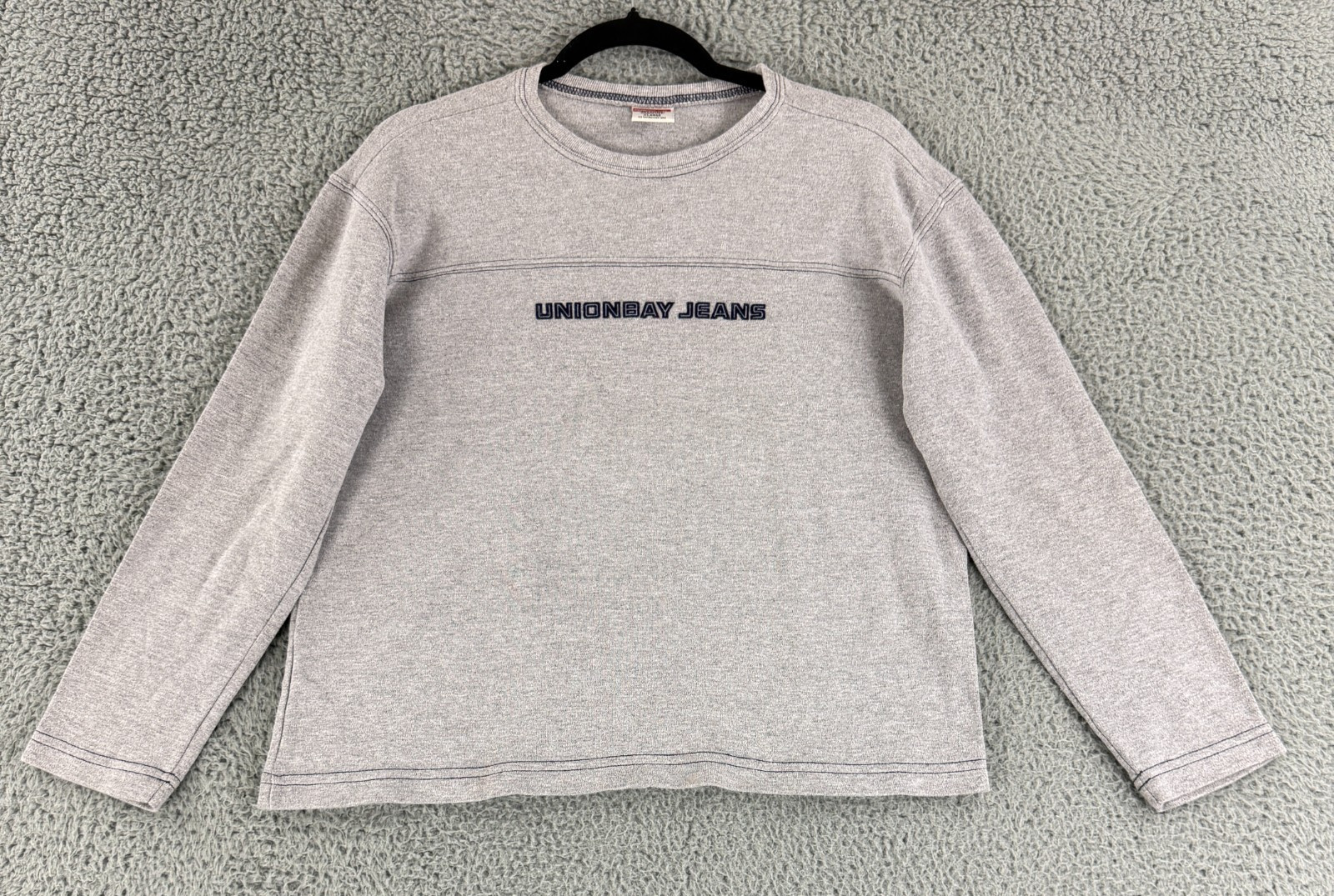 Vintage UnionBay Jeans T Shirt Womens XL Gray Long Sleeve Crew Neck Y2K USA 90s