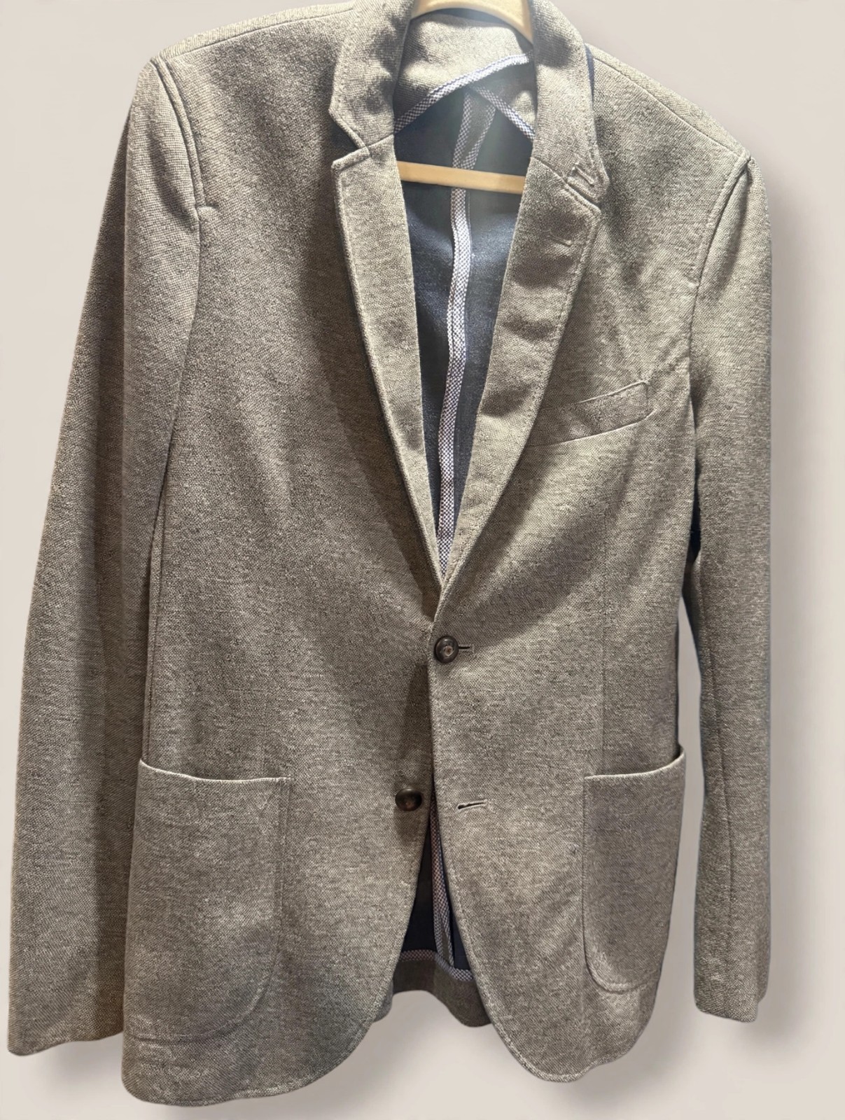 Zara Mens Gray Blazer 40R EU 50 Elbow Patches Sport Coat Jacket