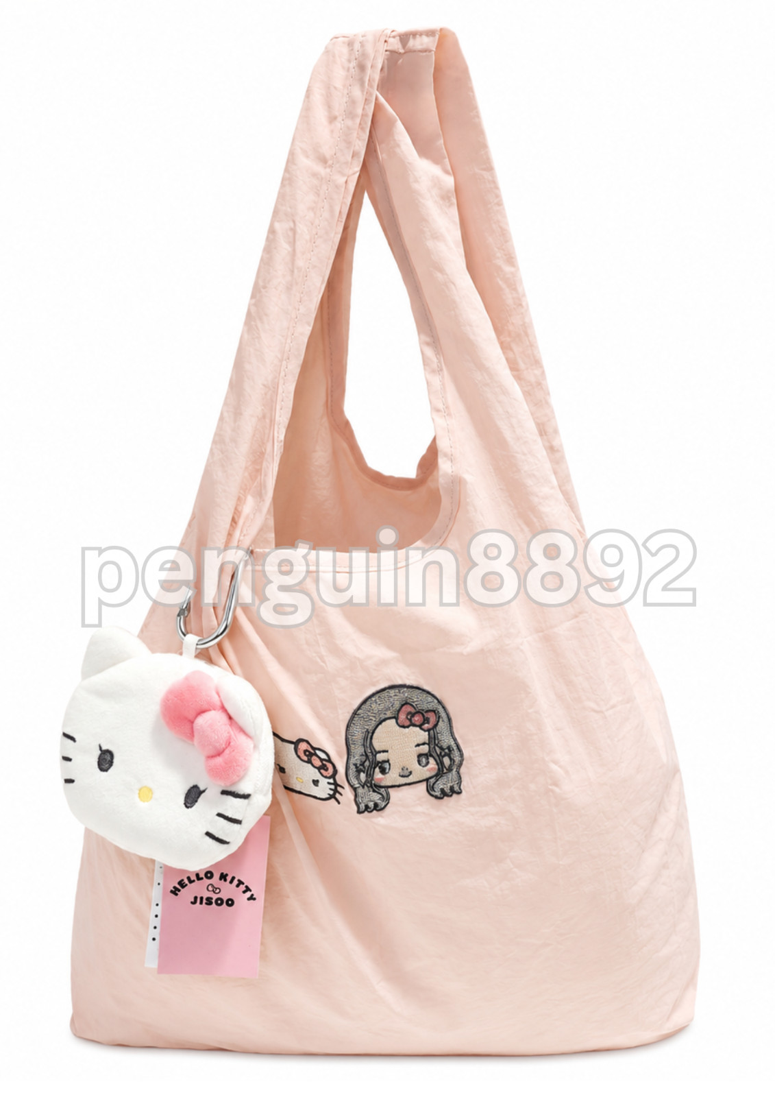 Hello Kitty JISOO BLACKPINK Sanrio Foldable Shopping Bag Pink Pouch Korea