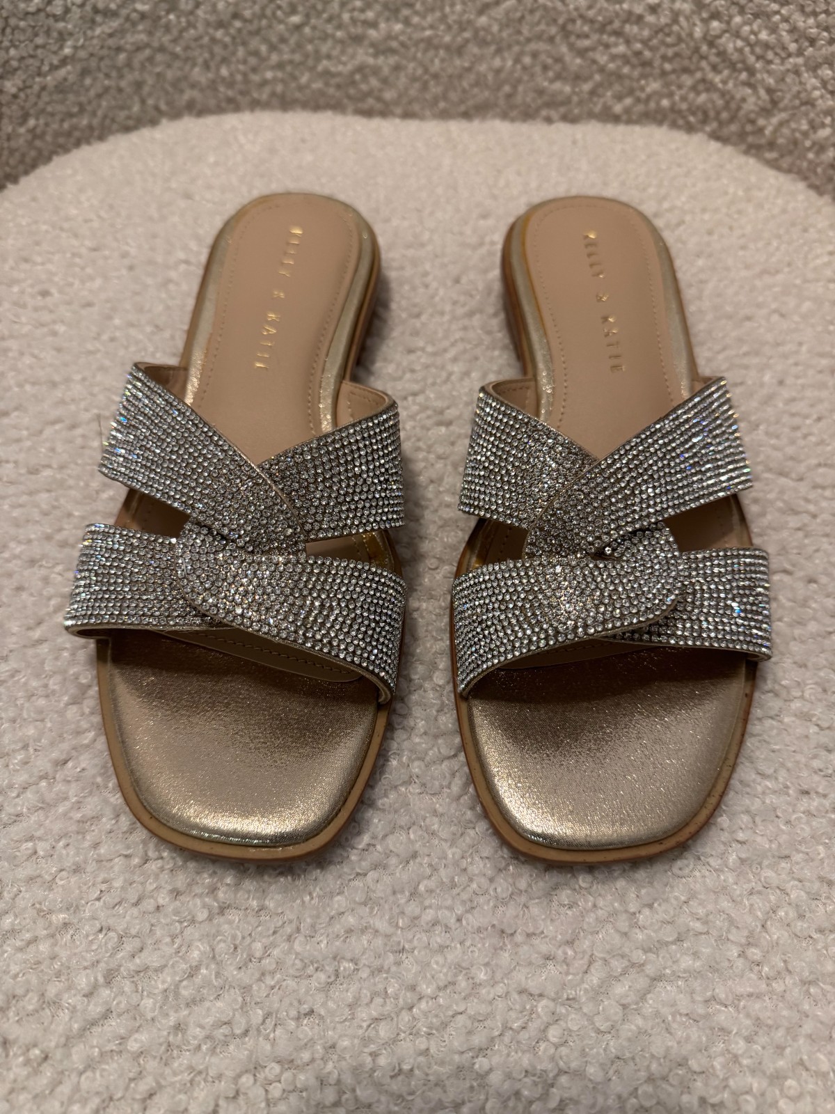 Kelly & Katie Gold and Silver Rhinestone Slide New WOB Size 7M
