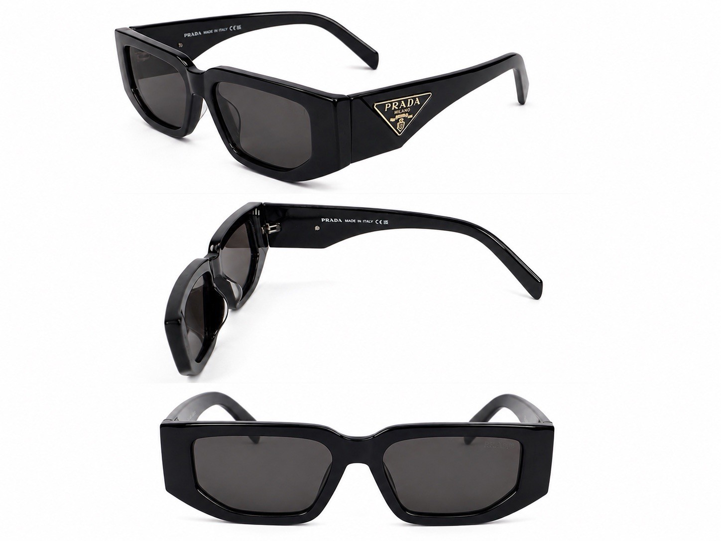 Black And Rose Gold Prada  Milano Unisex Sunglasses With Box And Carrying Case