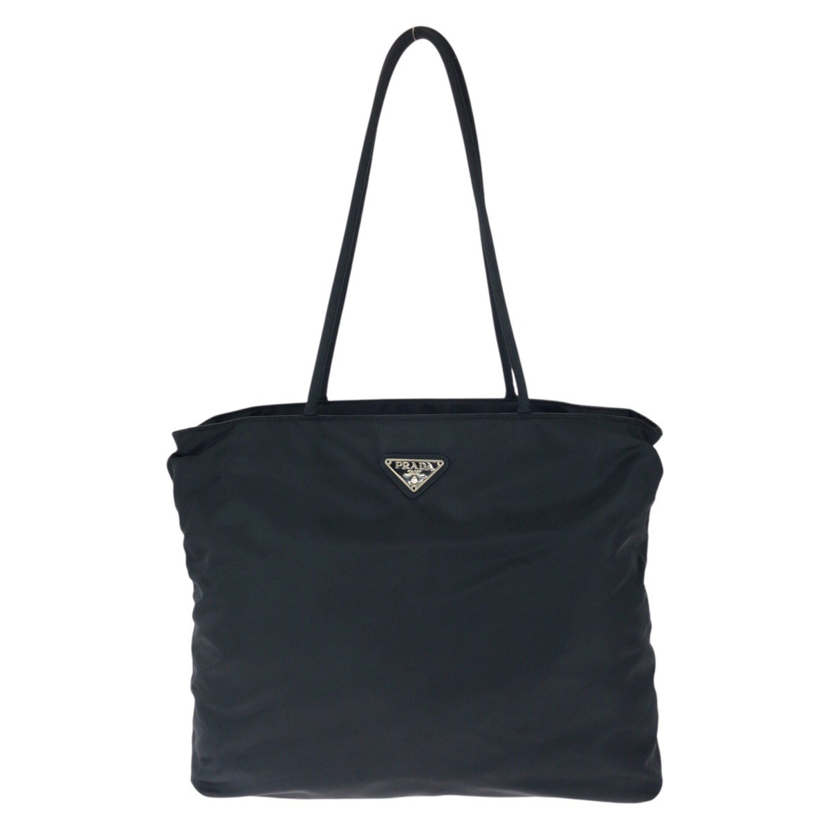 PRADA Tessuto Triangle with logo Shoulder Bag Tote Bag Black SilverHardware