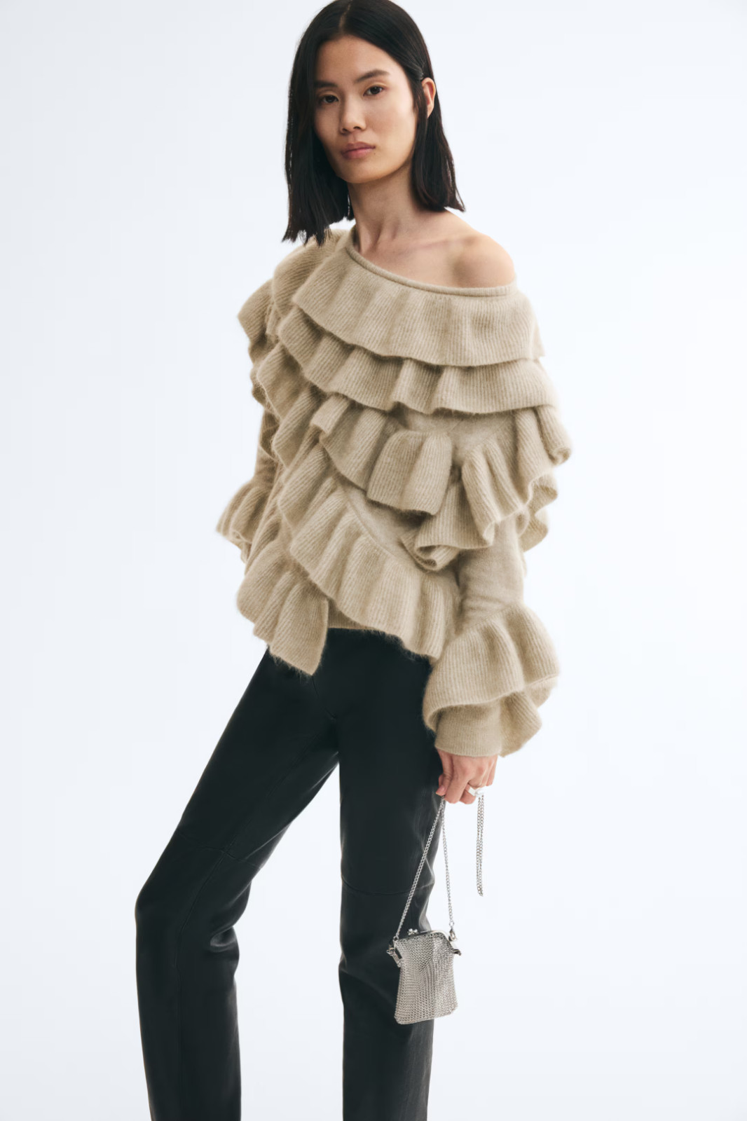 H&M EDIT Flounced Mohair-Blend Sweater NWT 