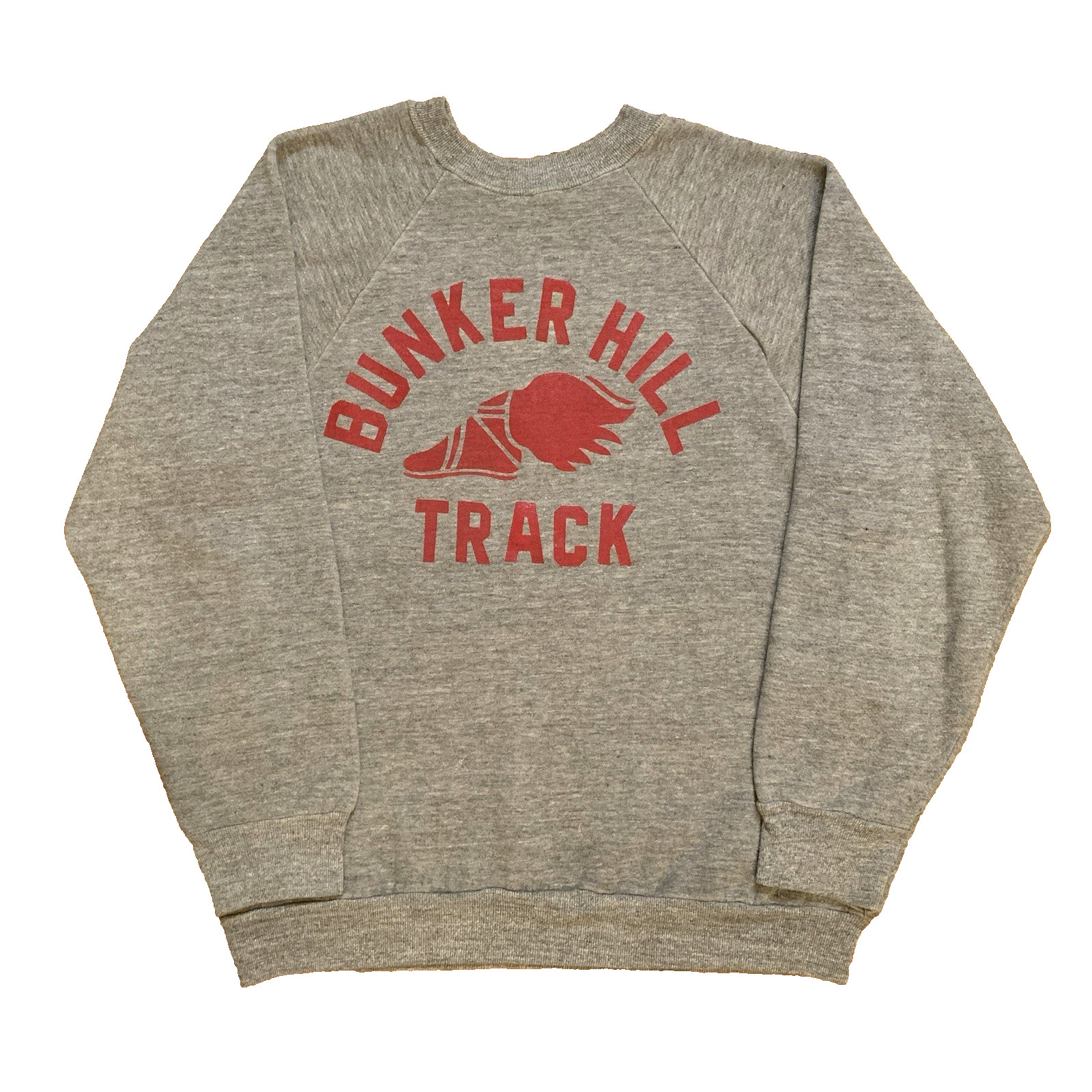 Vintage 70s Russell Track Foot Wing Sweatshirt Bunker Hill Logo Pullover Grunge
