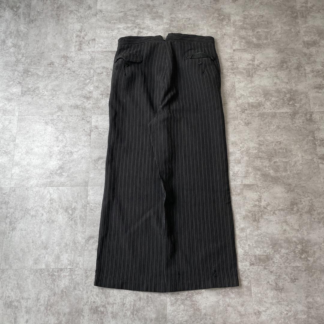 Vintage 1940s 1950s French Work Black Striped Pants Button Fly