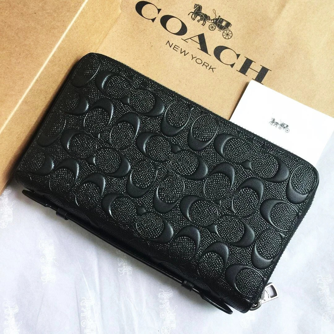 COACH Men\'s Travel Organizer Double Zip Embossed Signature mahogany 93425 outlet