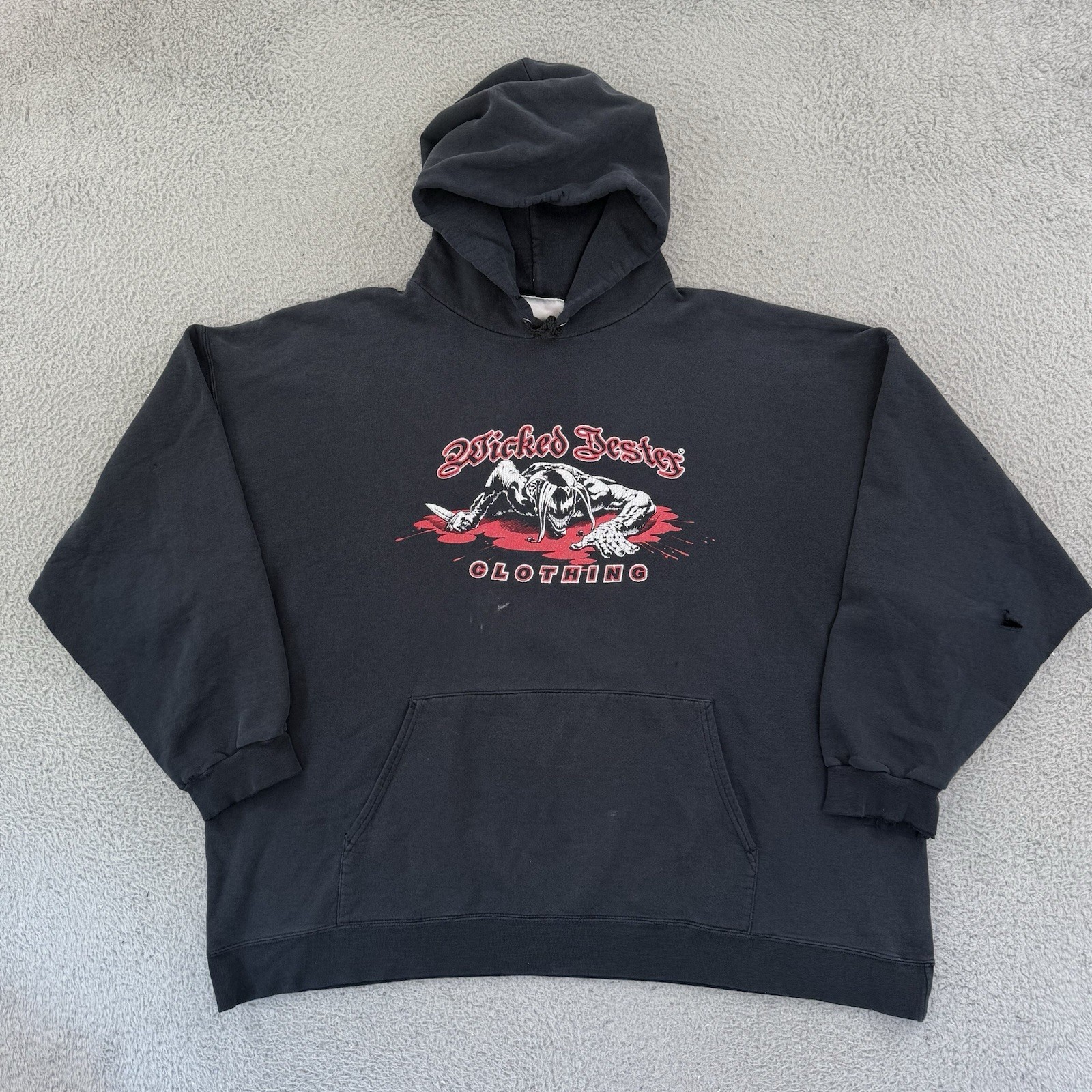Vintage Wicked Jester Sweatshirt Men’s 2XL Black Hoodie 90s Grunge Pullover