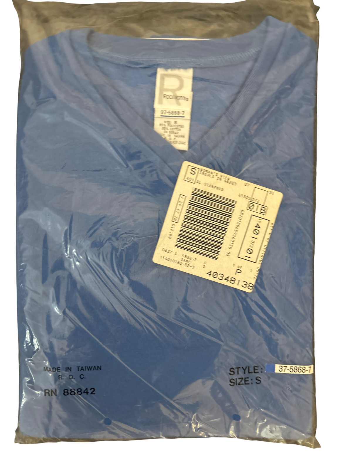 VTG 80s 90s Roaman’s V-Neck Sweatshirt Small Blue Long Sleeve Knit Pullover NIP 