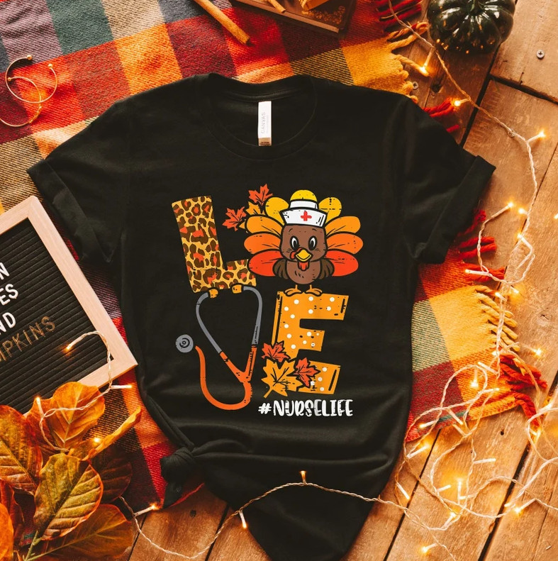 Nurse Leopard Turkey Shirt,Nurse Gift,Thanksgiving Nurse Shirt,Nurse Shirt