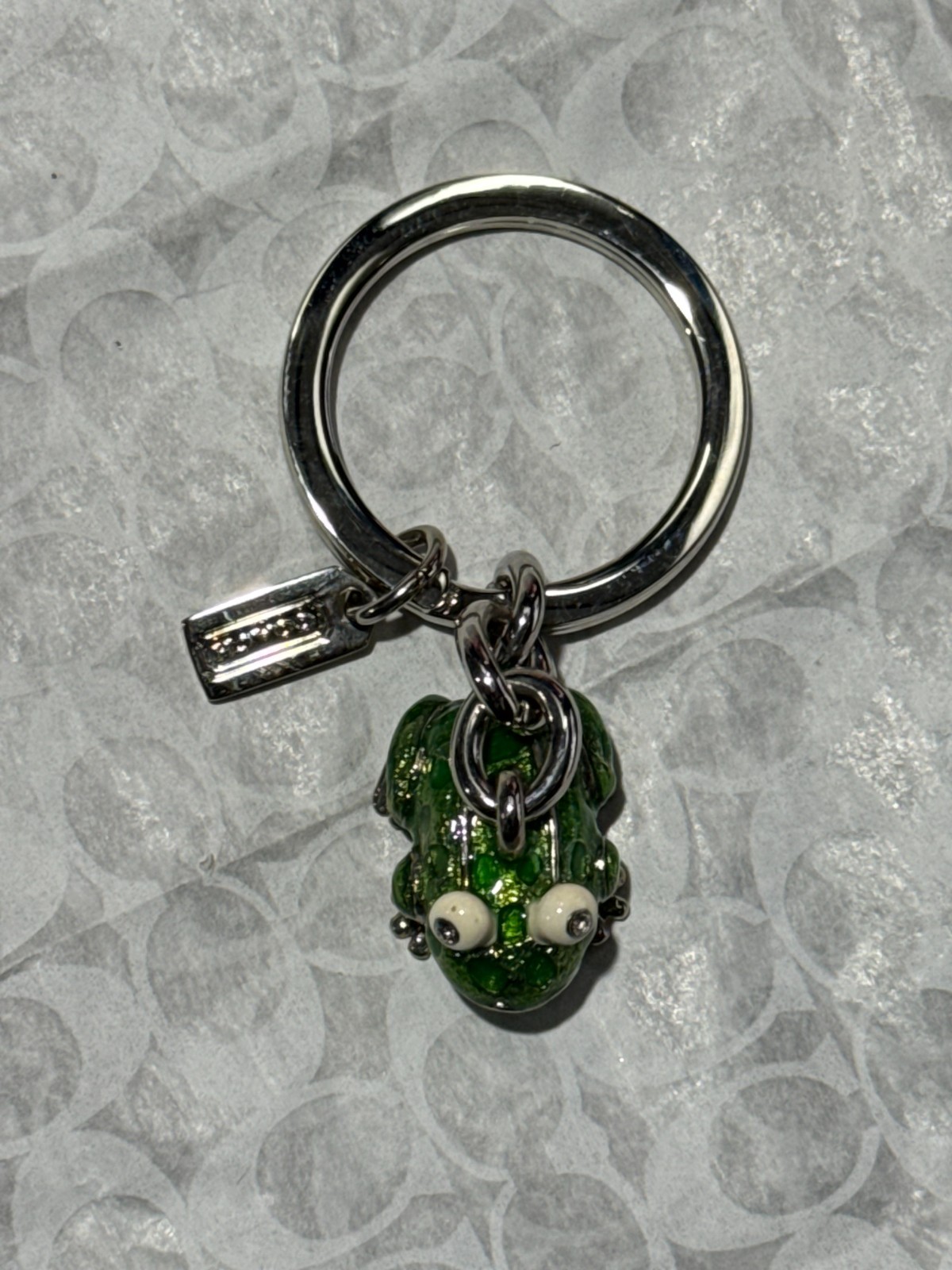 Rare & Collectible Vintage COACH 3D Green Enamel Frog Keychain Bag Key Fob