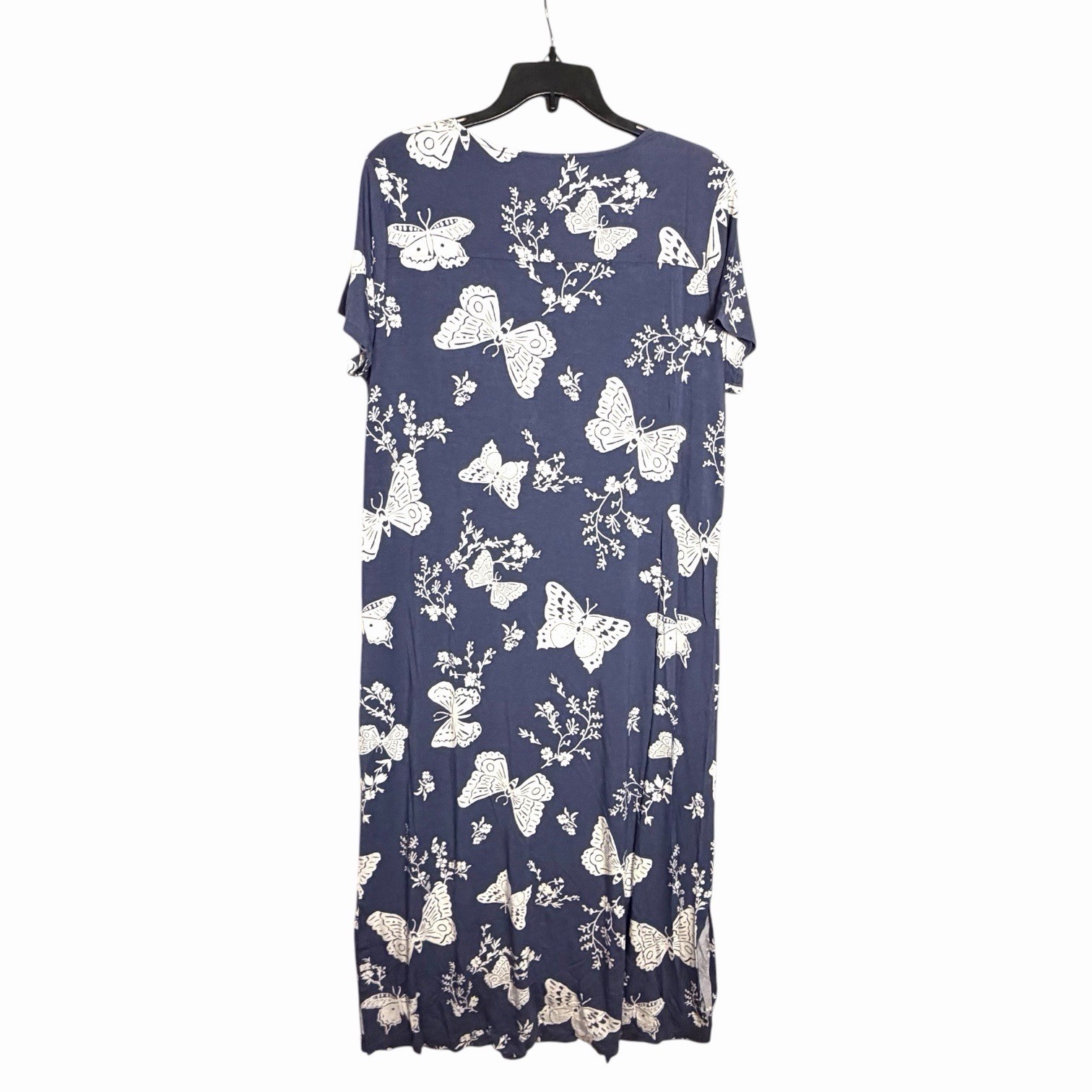 NEW Soma Cool Nights SS Long Sleepshirt Monarch Garden Indigo Cozy Knit Size L