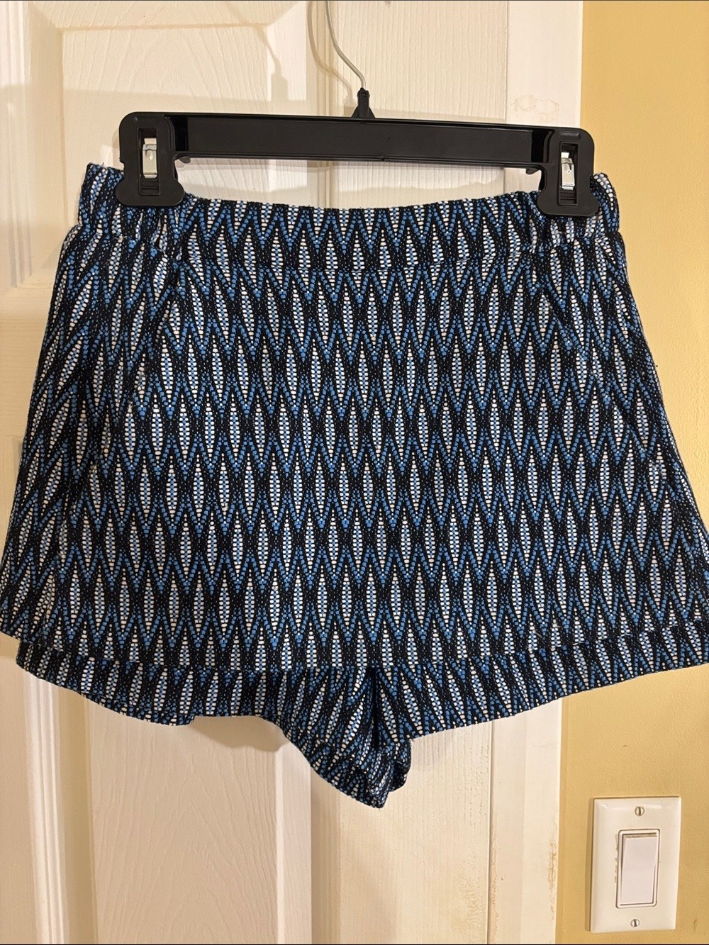 Maje Black and Blue Geometric Elastic-Waist Skort