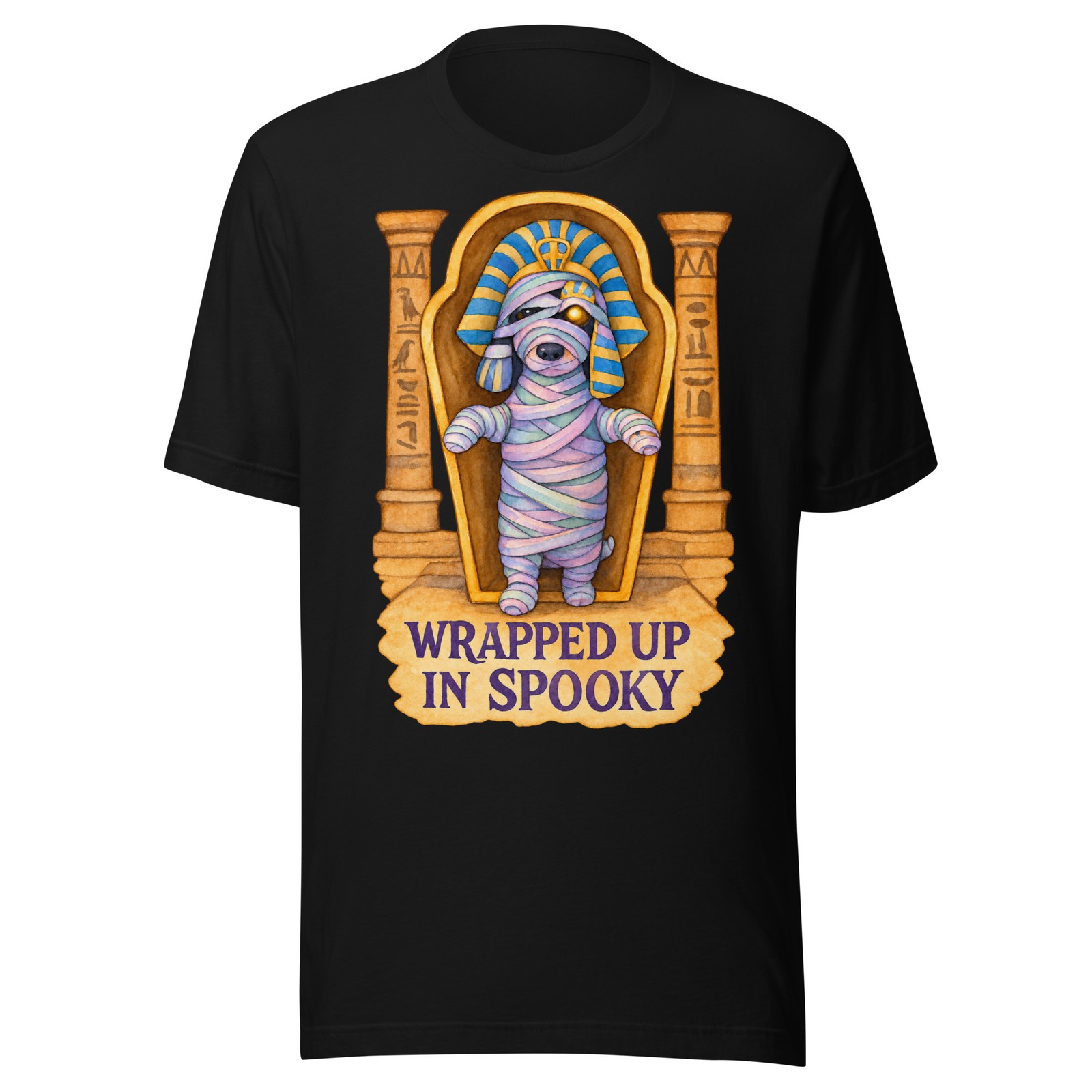 Mummy Dachshund Shirt Wrapped Up in Spooky Halloween Cute Dog Tee