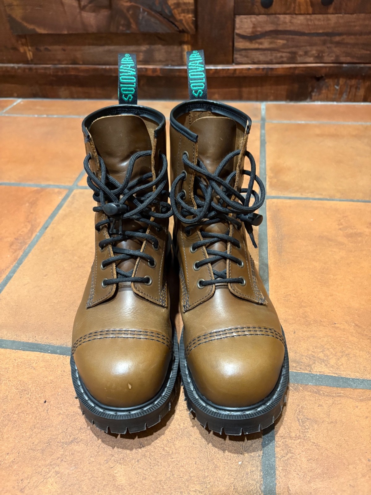 Solovair Gaucho Crazy Horse 8 Eye Steel Toe Derby Boots Made in England  US8/UK7
