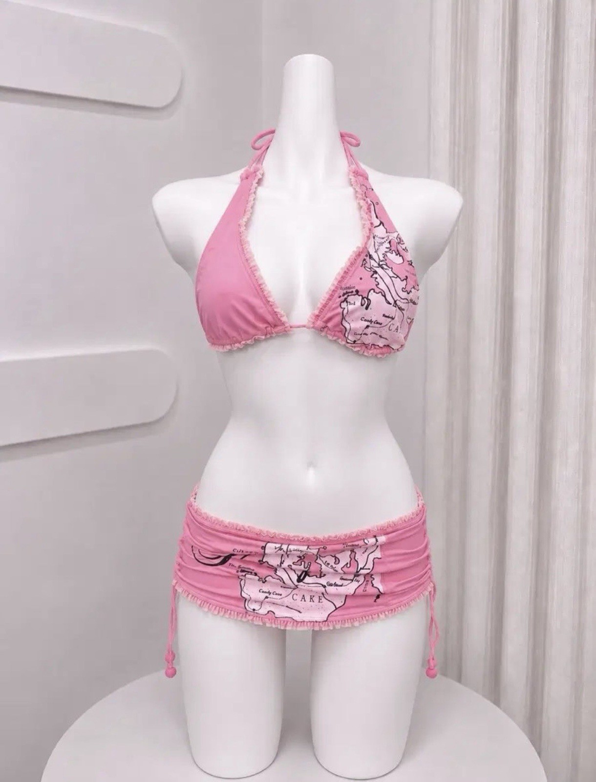 Juicy Couture Vintage Extremely Rare Pink Juicy Maps Bikini Size M - 3 Pieces