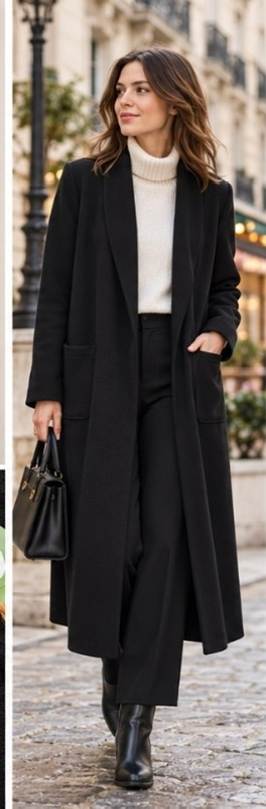Women\'s OGL Black Long Open Front Coat NWT Chic Sold Out Style large