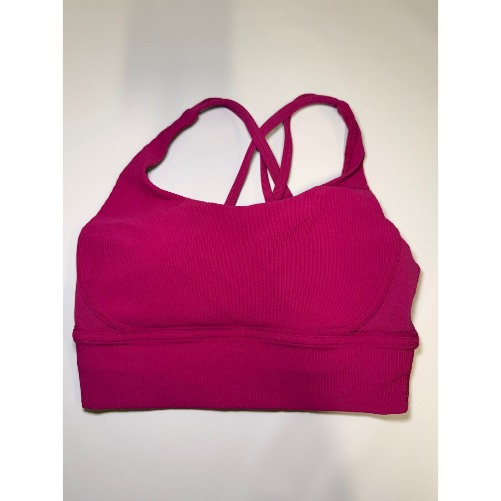 Lululemon Ebb to Street Bra Magenta Pink Ribbed Strappy Yoga Sports Bra Size 6