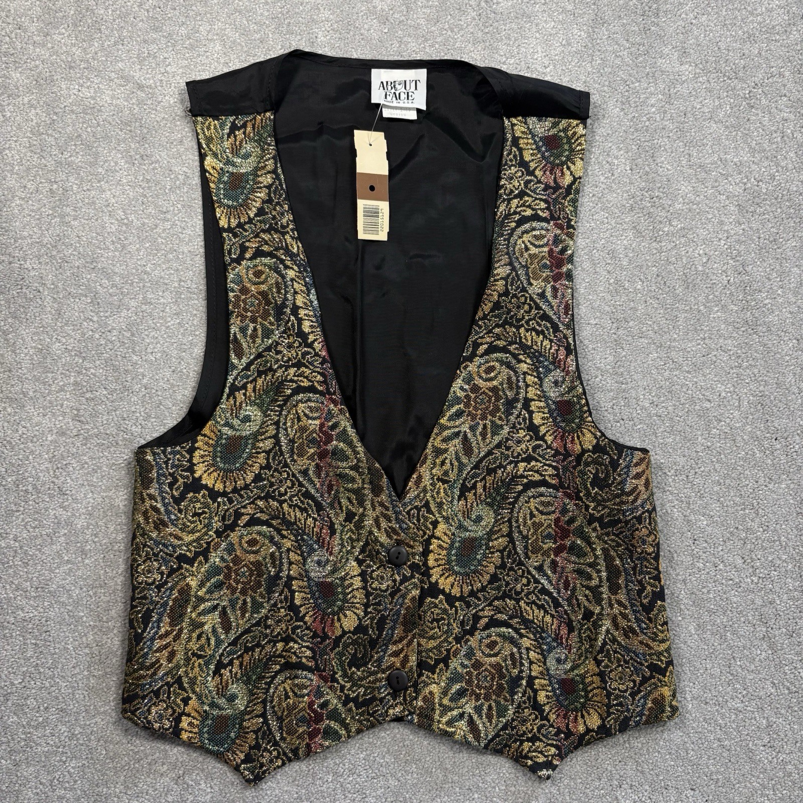 90s Paisley Tapestry Vest NOS Deadstock USA Women’s M About Face