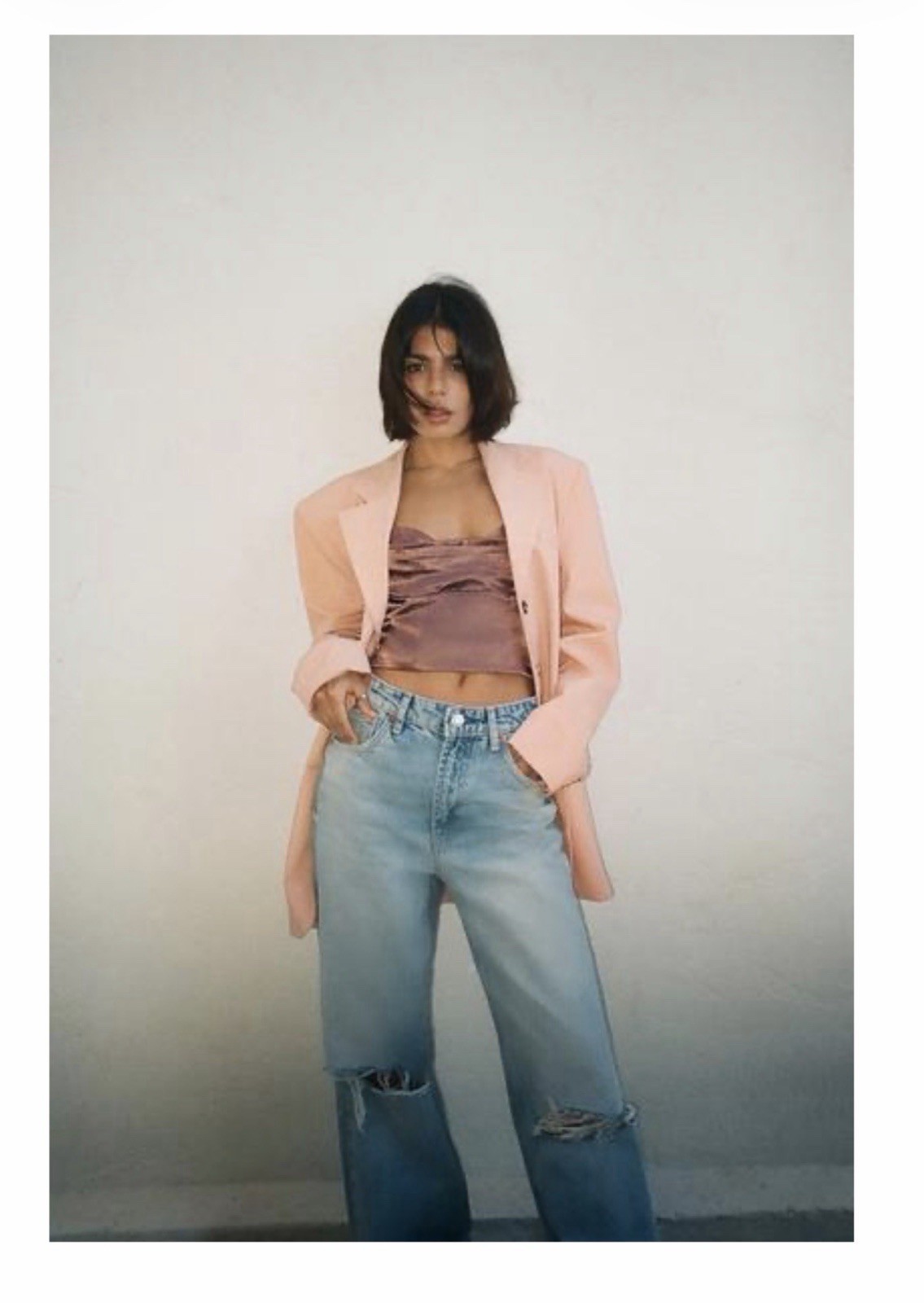 Zara Oversized Menswear Pale Pink Blazer Size Small BNWT