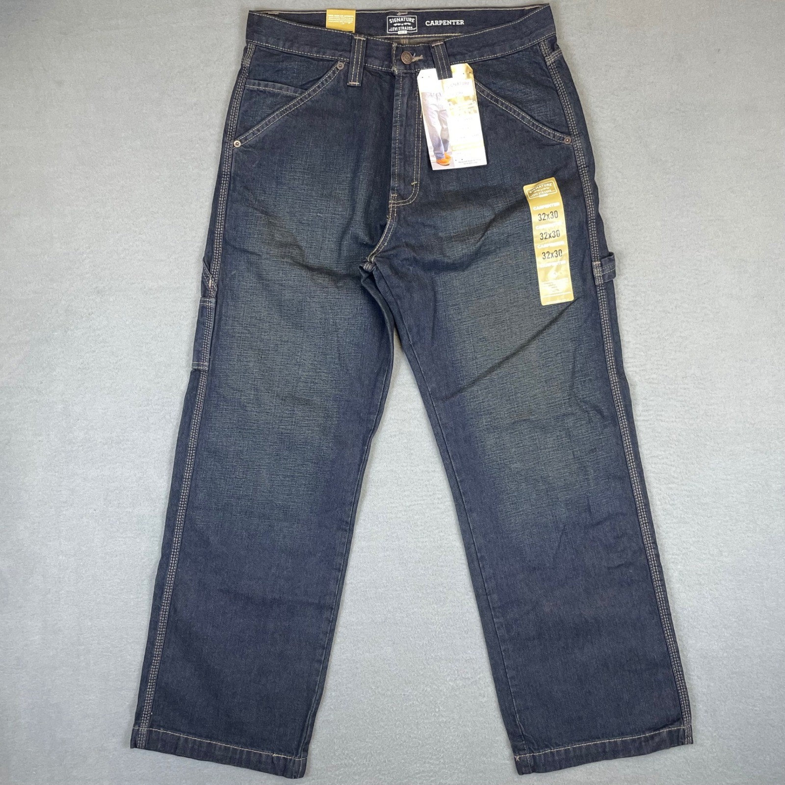 Signature by Levi Strauss Carpenter Jeans Mens 32x30 Dark Wash Denim Workwear