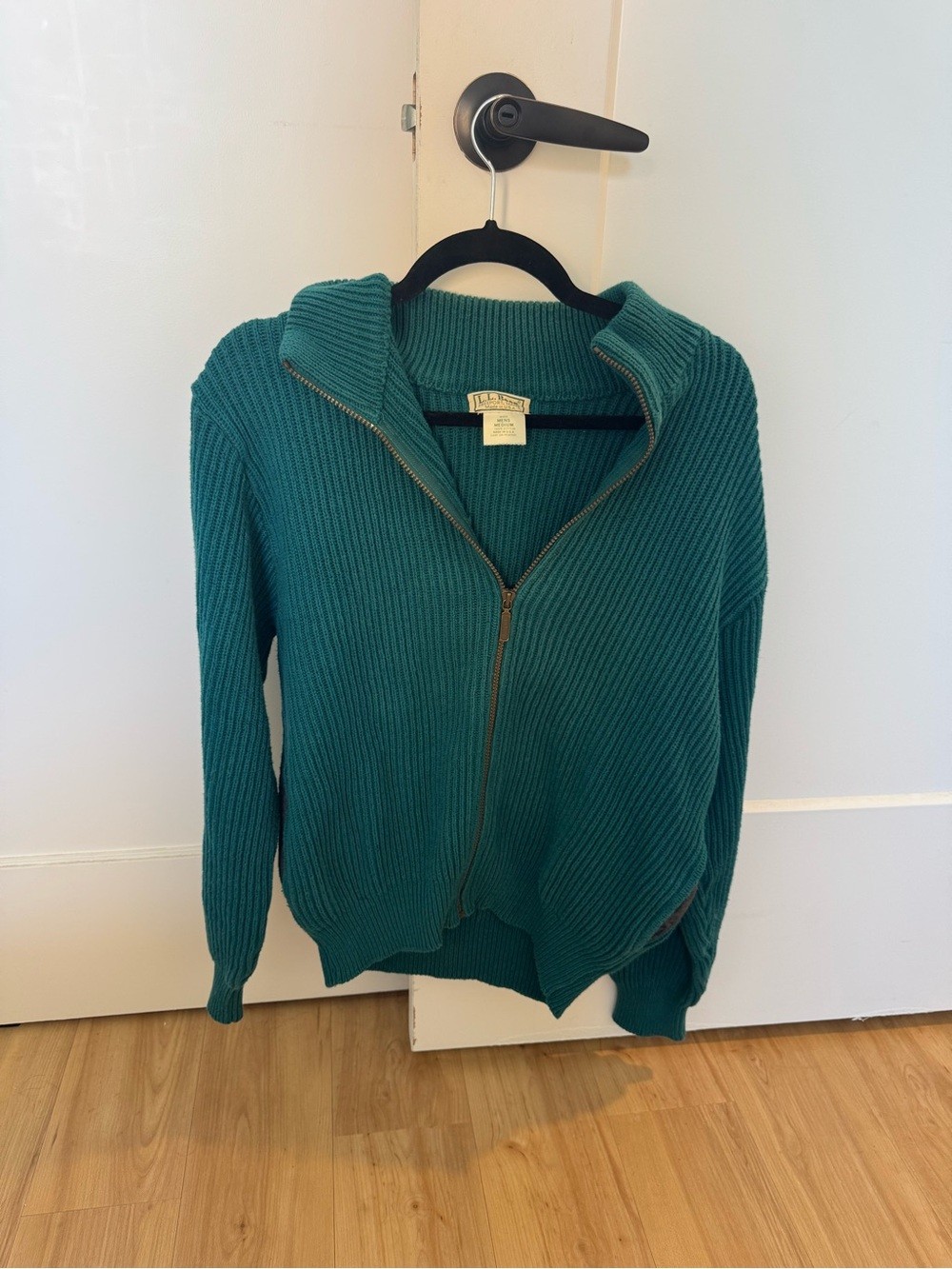 L.L. Bean Teal Ribbed Full-Zip Sweater