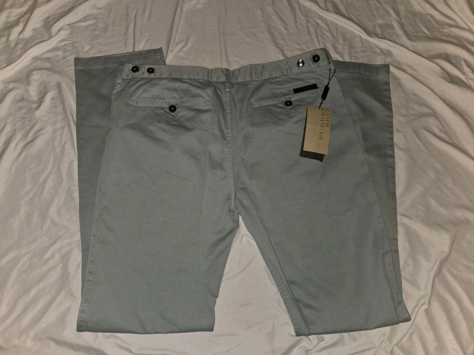 NWT Burberry Brit Alton Chino Pants Mens 33x33 Pale Flint Blue Gray Twill...