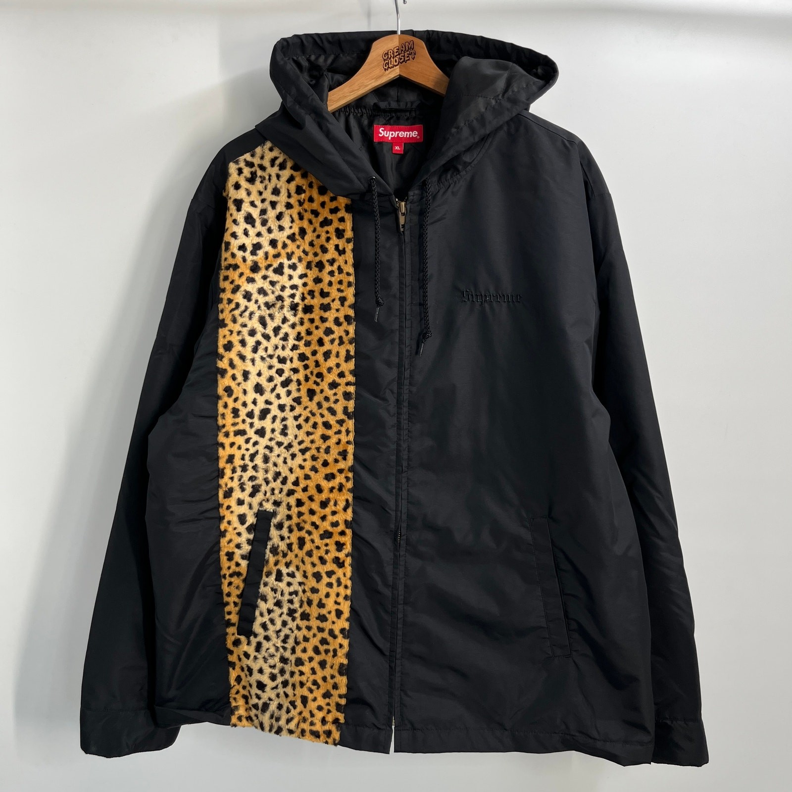 SS19 2019 Supreme NYC Cheetah Hooded Station Jacket in Black XL