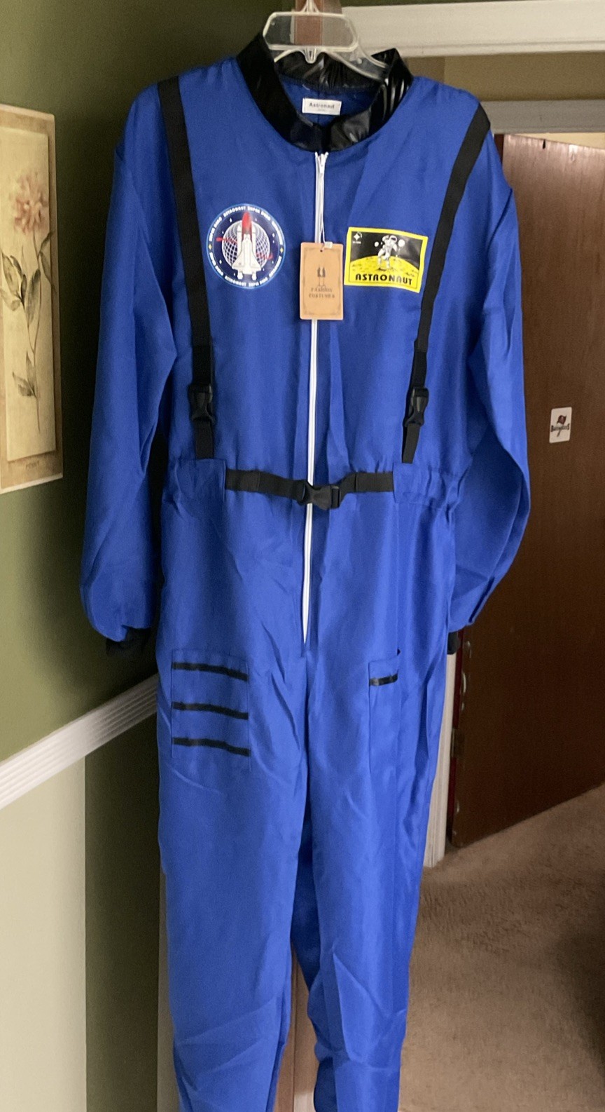 Adult Men’s Blue Astronaut Jumpsuit Costume By Fashion Costumes NWT