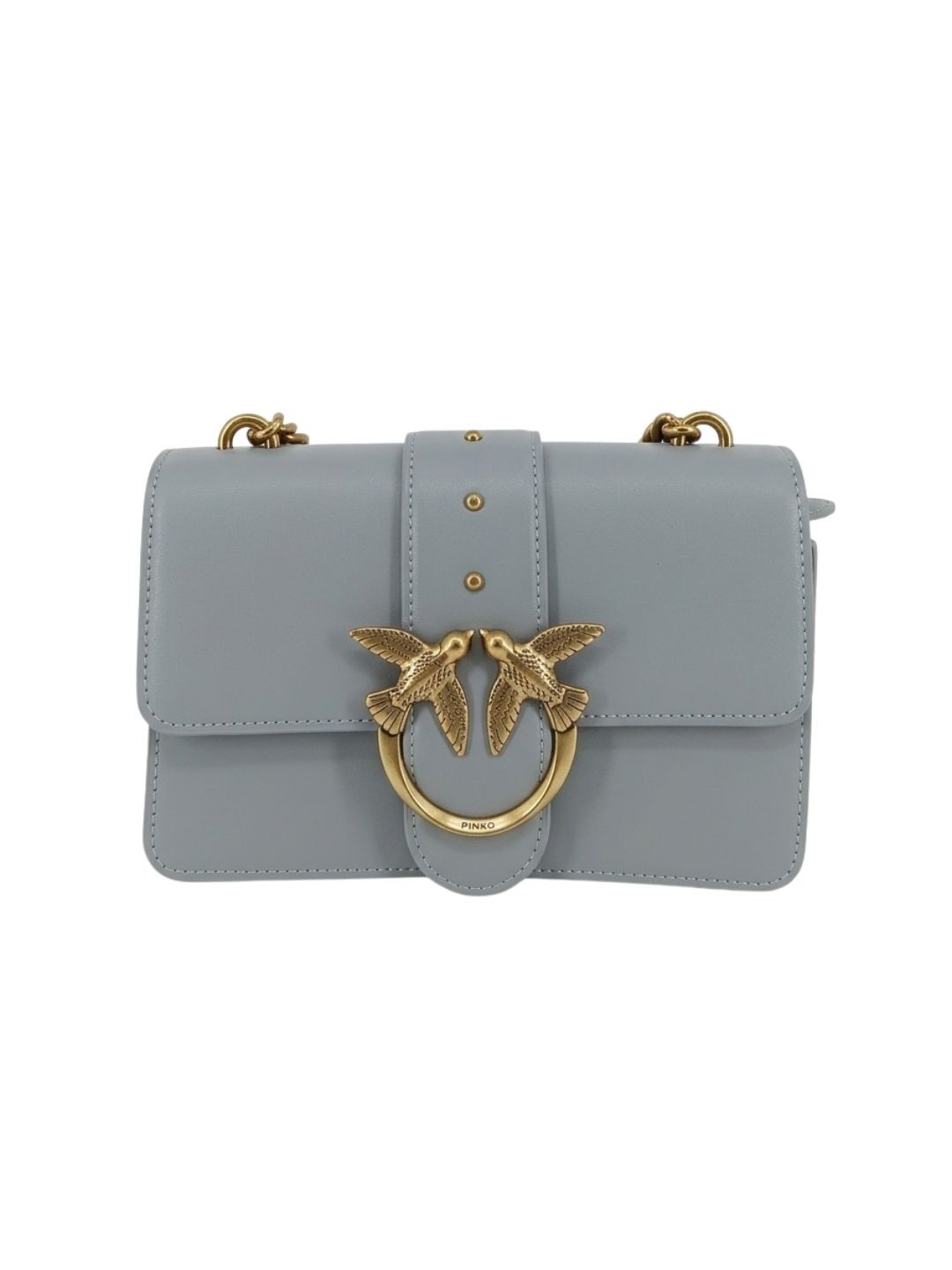 Pinko Women\'s Grey Love Mini Icon Leather Shoulder Bag