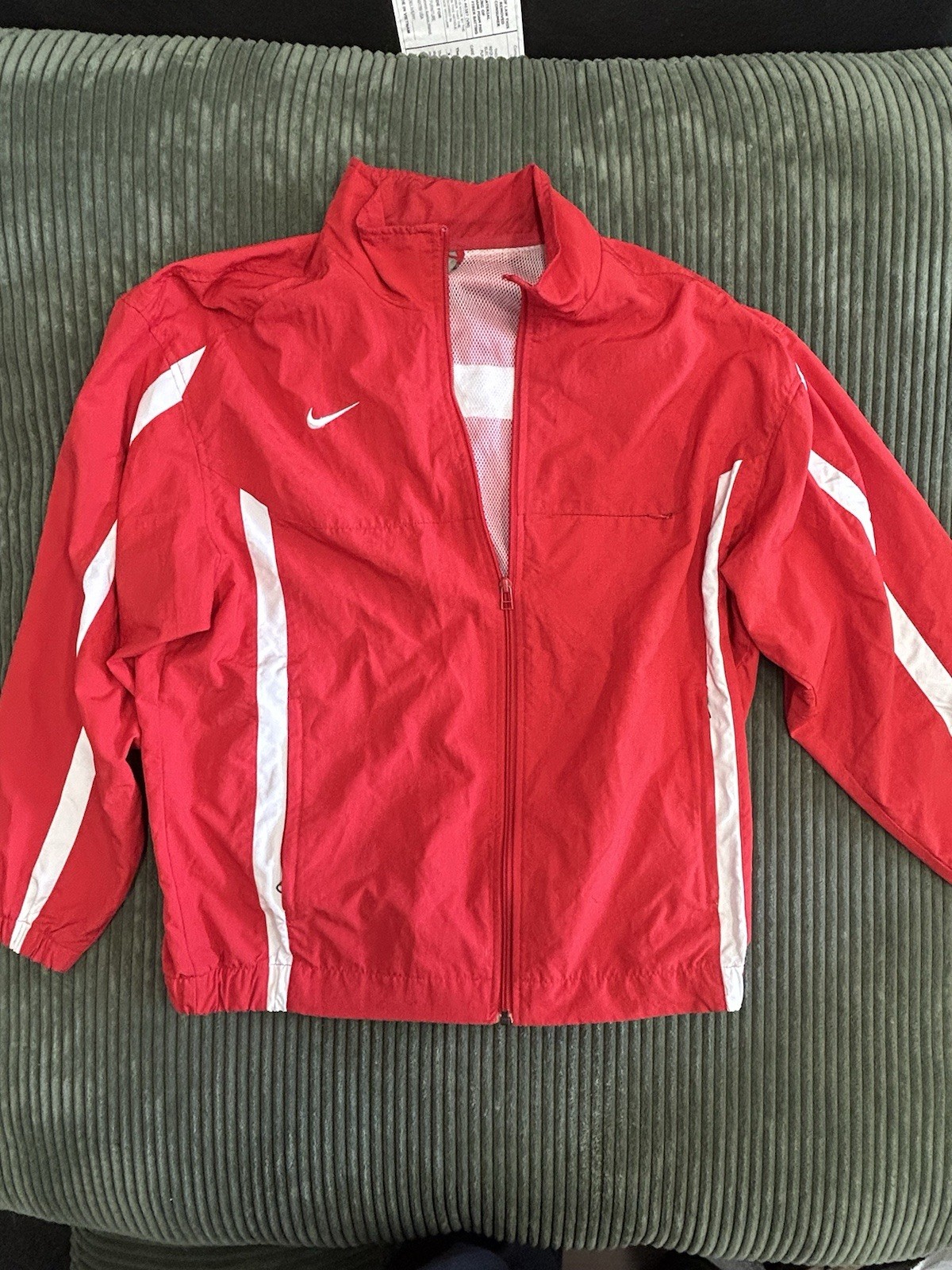 Vintage Nike Team Windbreaker Jacket Red White Full Zip Men’s XL Y2K