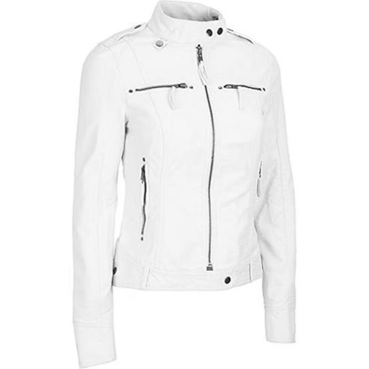 Designer Biker Women's Leather Jacket 100% Lambskin White Motorcycle Jacket