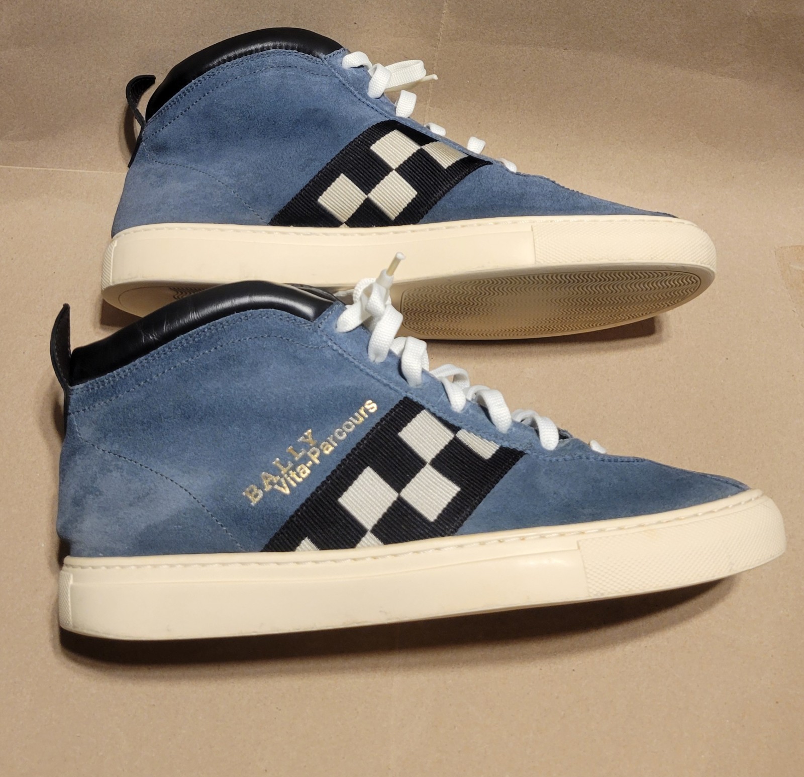 BALLY High Top Sneaker Trainer Heros Blue Mens US 8 Suede Lace Vita Parcours 