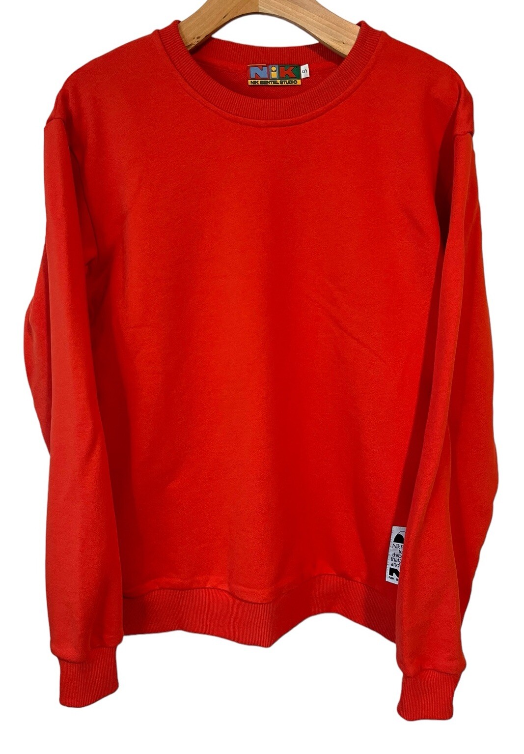 Nik Bentel Studio Sweatshirt Mens Small Orange Oversized Sweater Shirt NEW