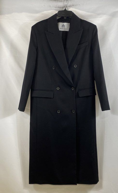 Babaton Women\'s Black Double-Breasted Wool Blend Relaxed Coat Sz XS