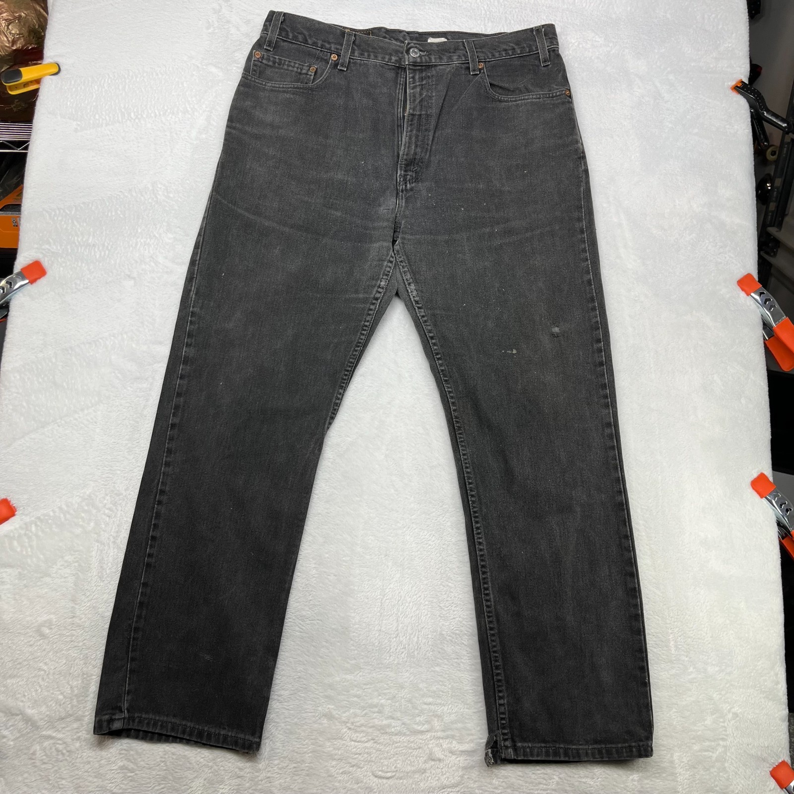 VTG Levi\'s 505 Regular Fit Straight Leg Jeans Mens Black Denim Zip Fly - 36x30