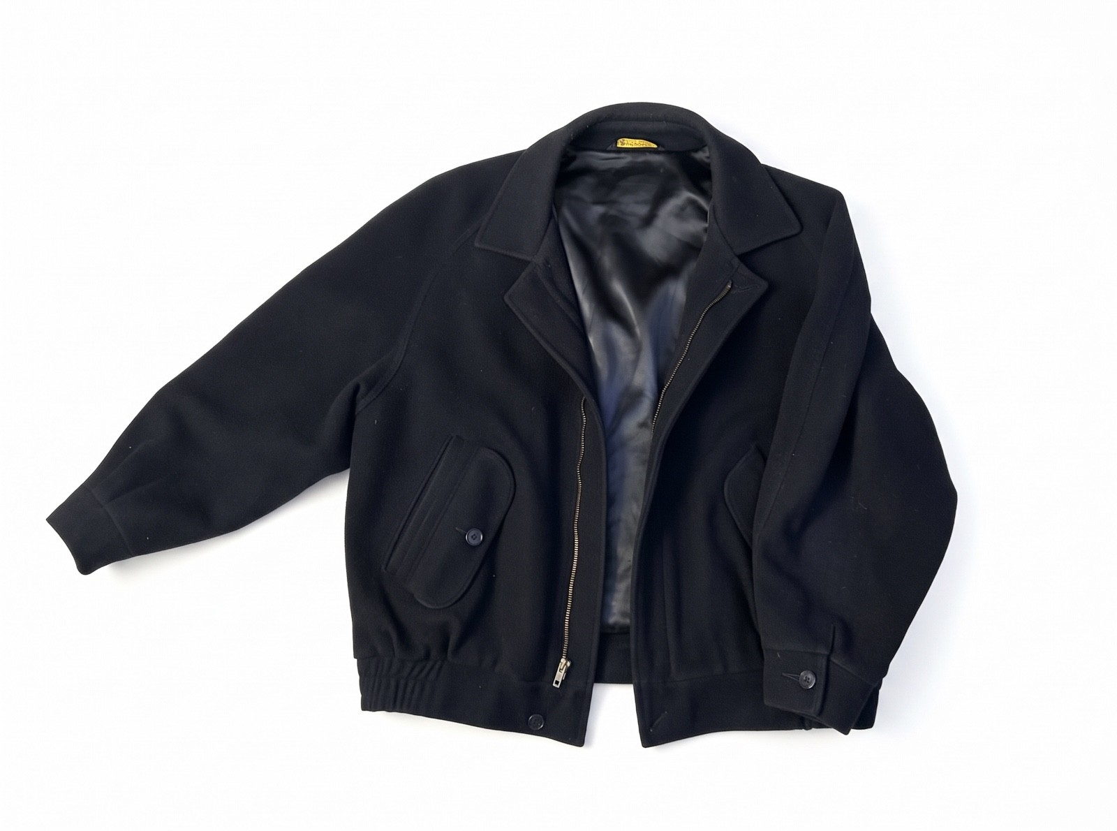Vintage All Pure Wool Blue Bomber Jacket Men\'s M YKK Zip 80s USA Made